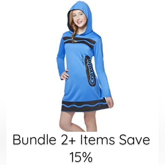 Crayola Cerulean Crayon Hooded Dress Costume Tween Sz: Large (12-14) ~NEW~ - Picture 1 of 2